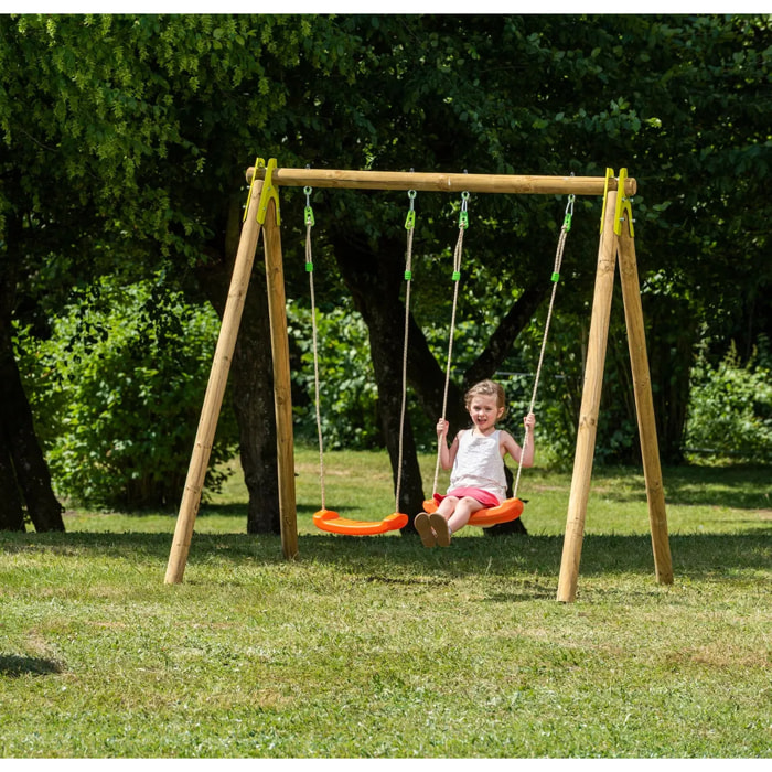 Portique bois 1,90 m Natura CHERRY - 2 enfants