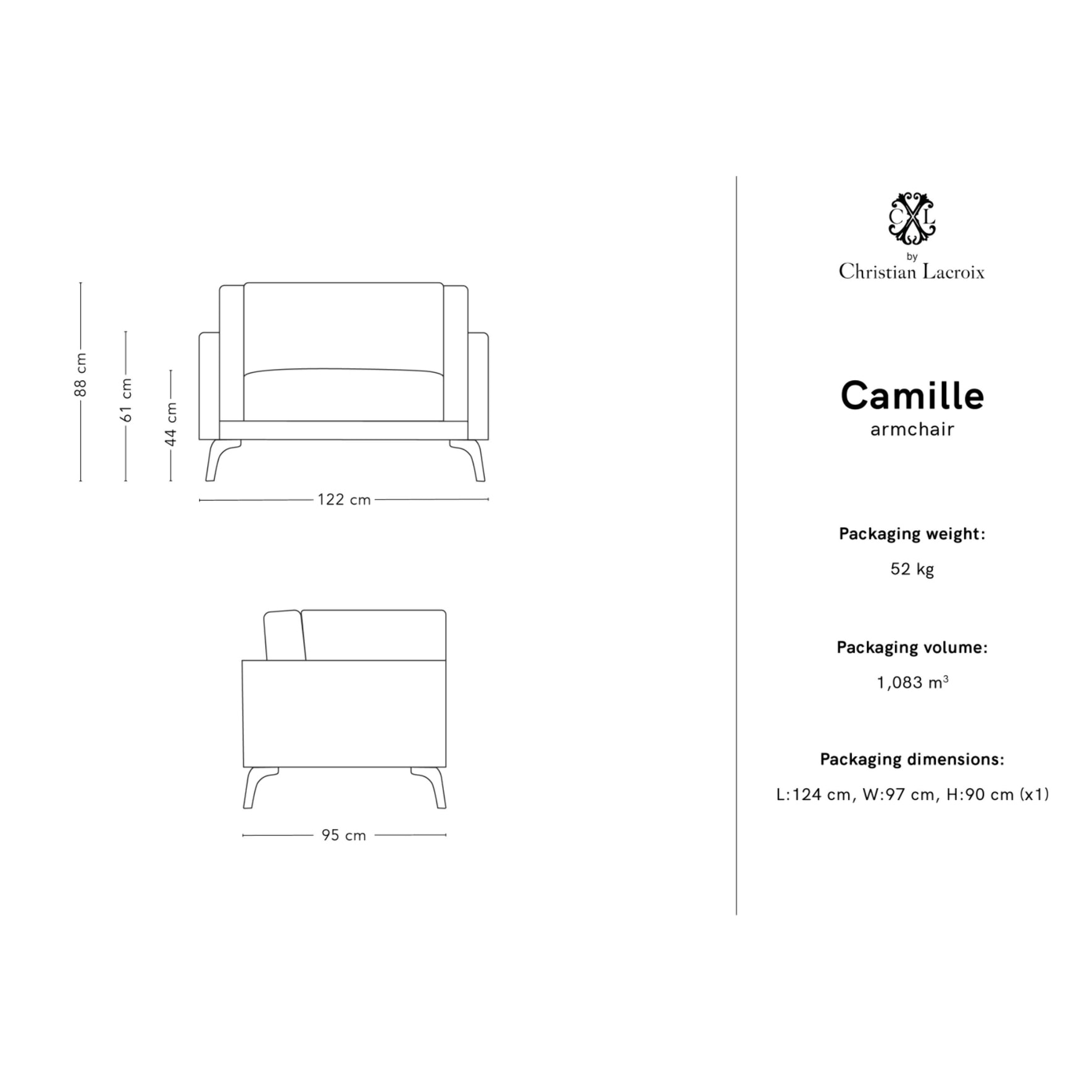 Fauteuil xl "Camille" en tissu structurel bleu clair