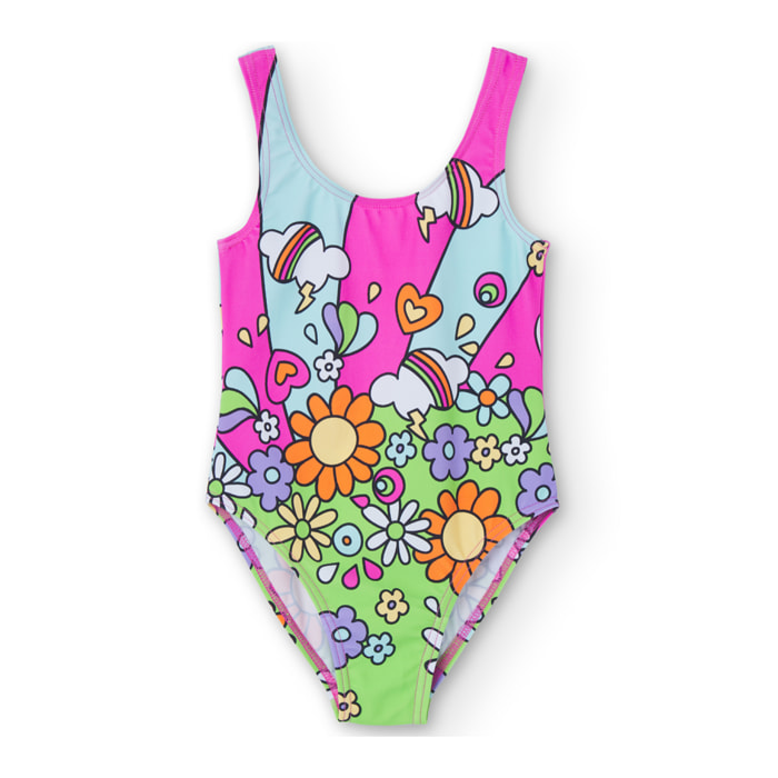 Bañador estampado niña, algodón, estampado de verano, fresa