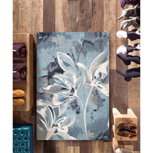 Tappeto Arredo Disegno Floreale Azzurro