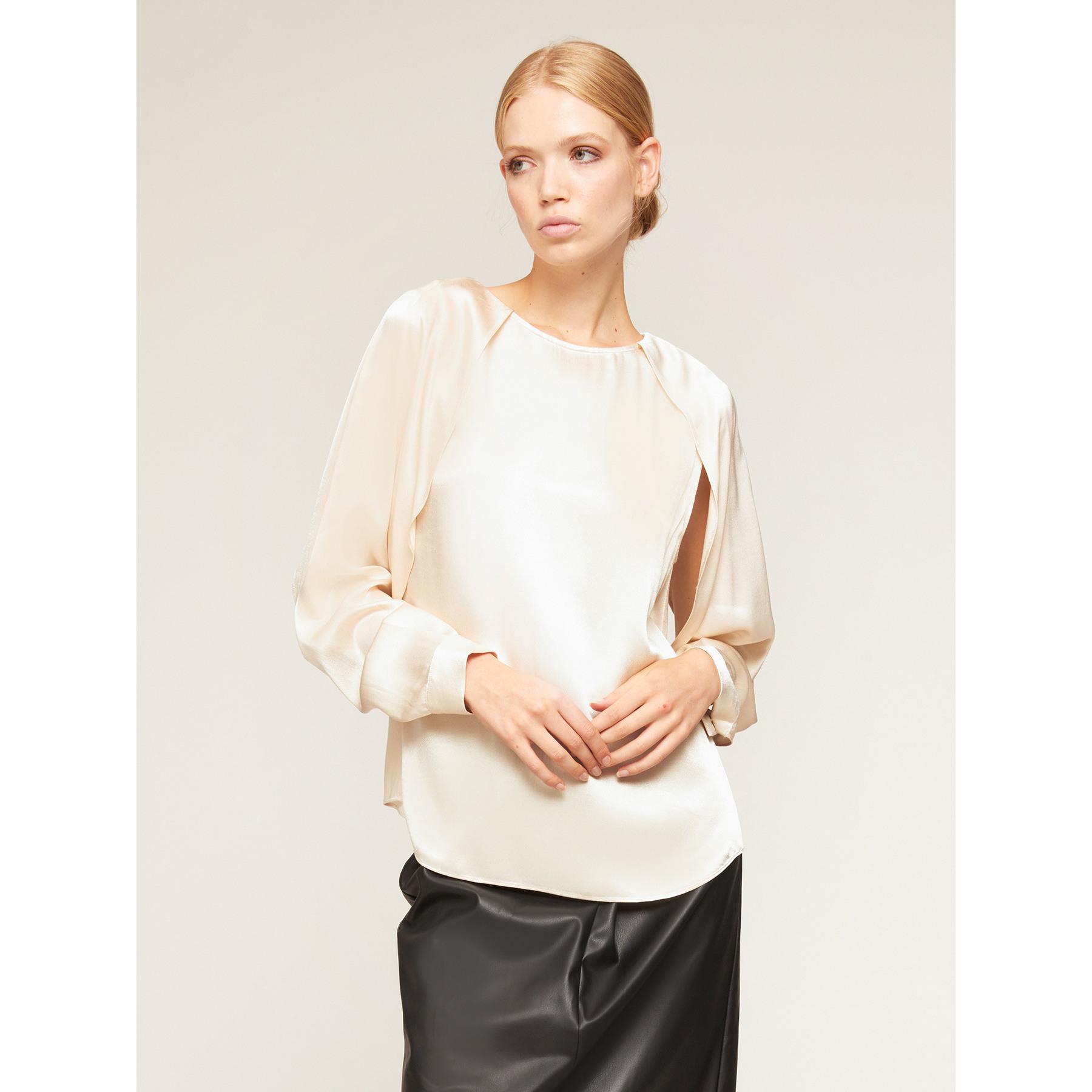 Motivi - Blusa de raso detalle mangas - Blanco