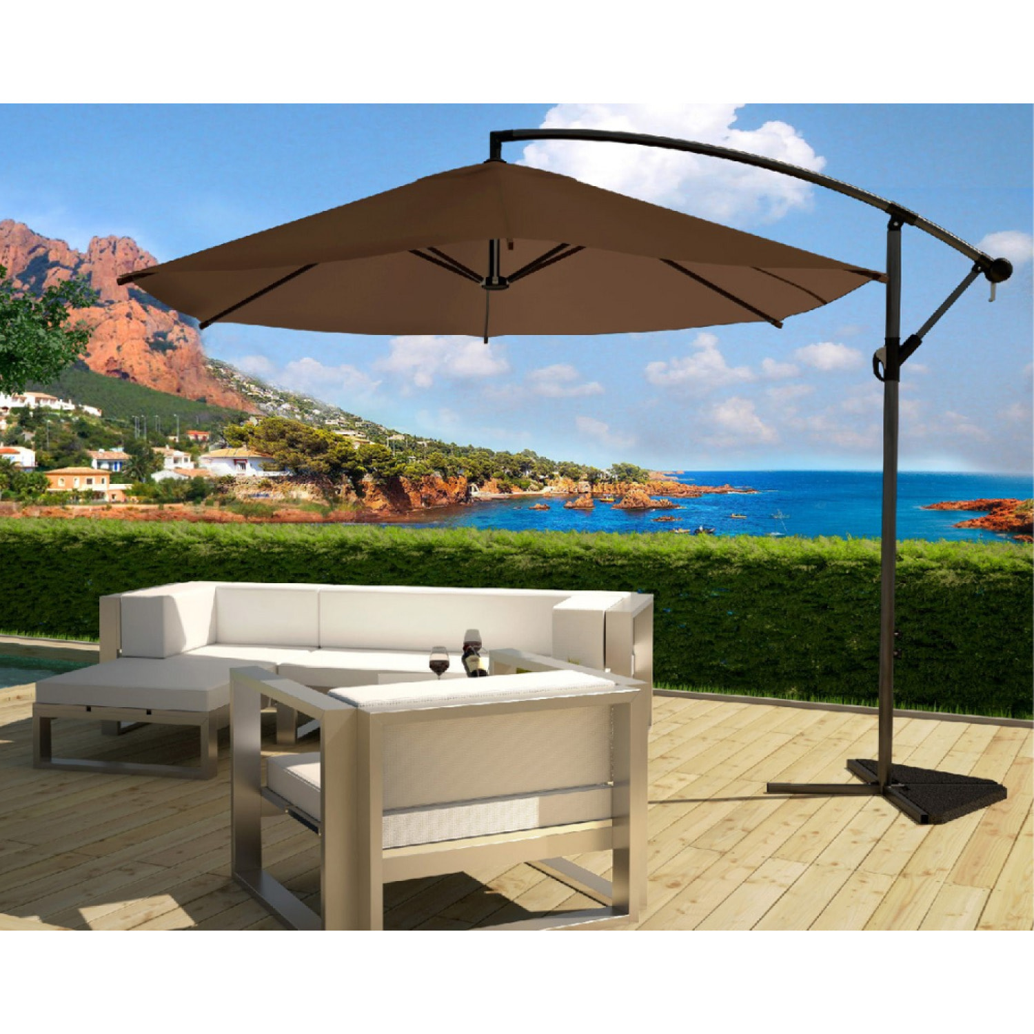 Parasol déporté Ø 3m chocolat FREY
