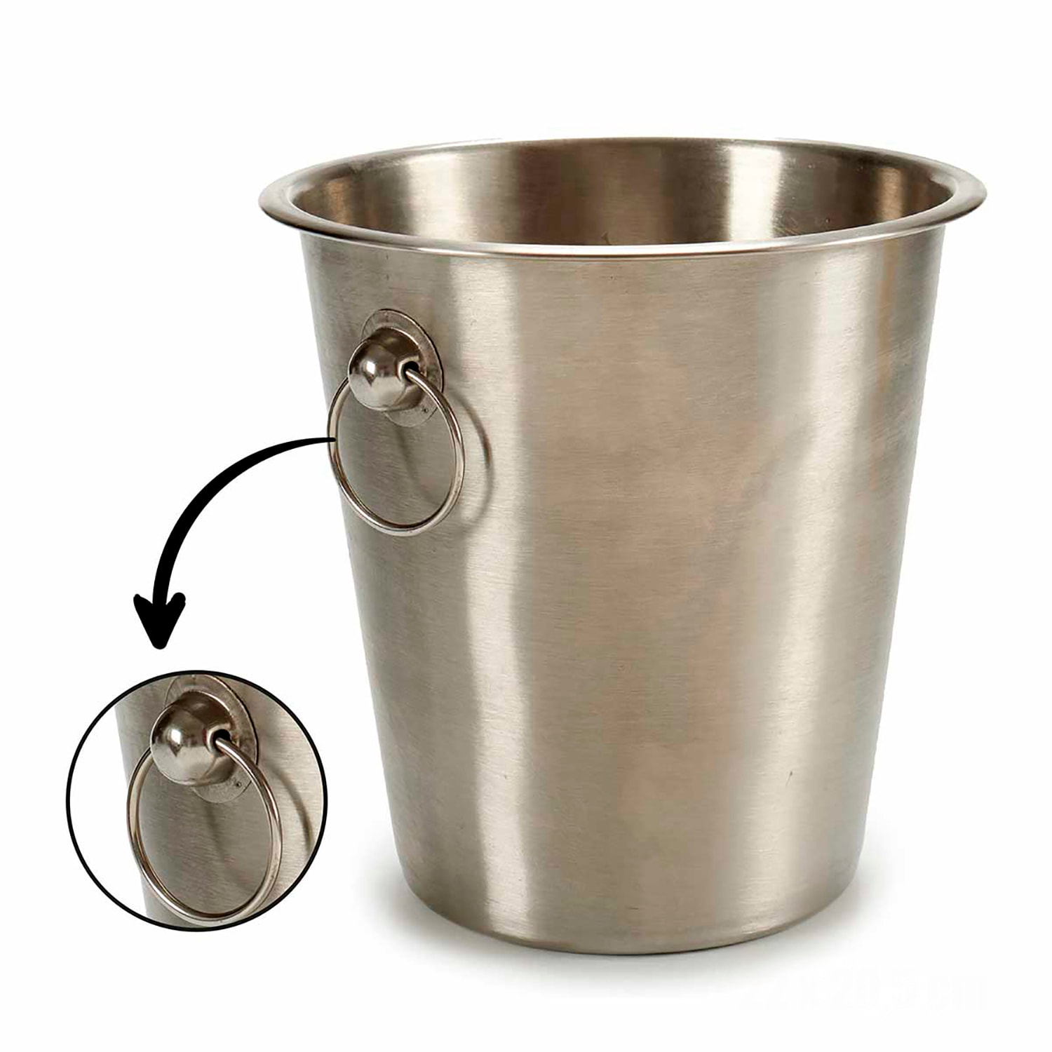 Cubitera de acero mate grande con asas. 4,5L