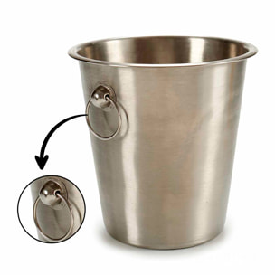 Cubitera de acero mate grande con asas. 4,5L
