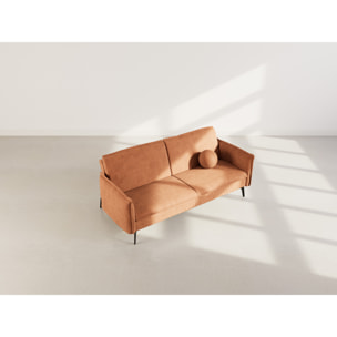 Lexie - Canapé convertible clic-clac 2 places en velours côtelé - Terracotta