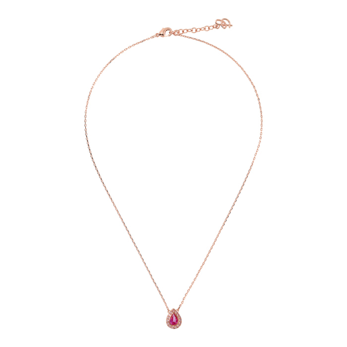 Collana Catena Forzatina con Pendente Goccia in Cubic Zirconia Rosa