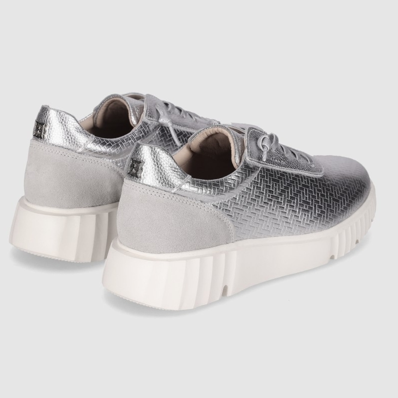 Zapatos de Piel - Plata - Tacón: Bajo