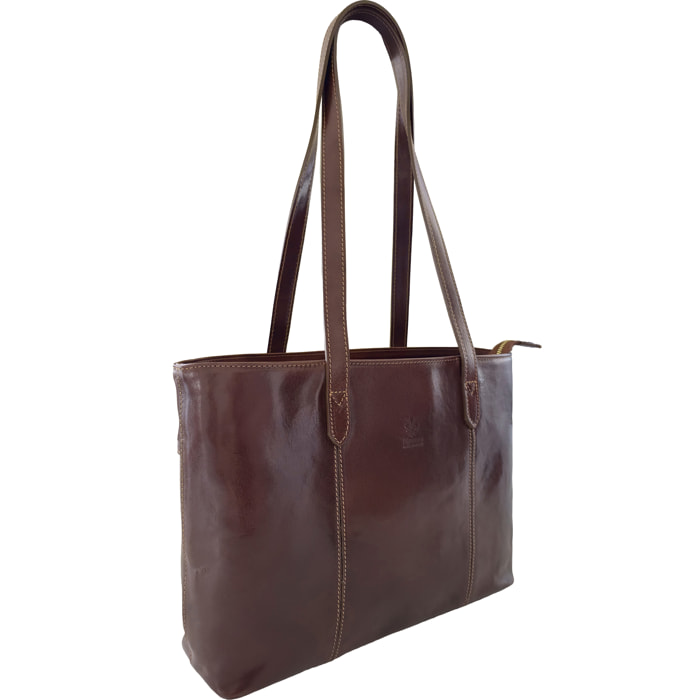 Borsa a Spalla Elegante Shopper da Donna in Pelle Lucida