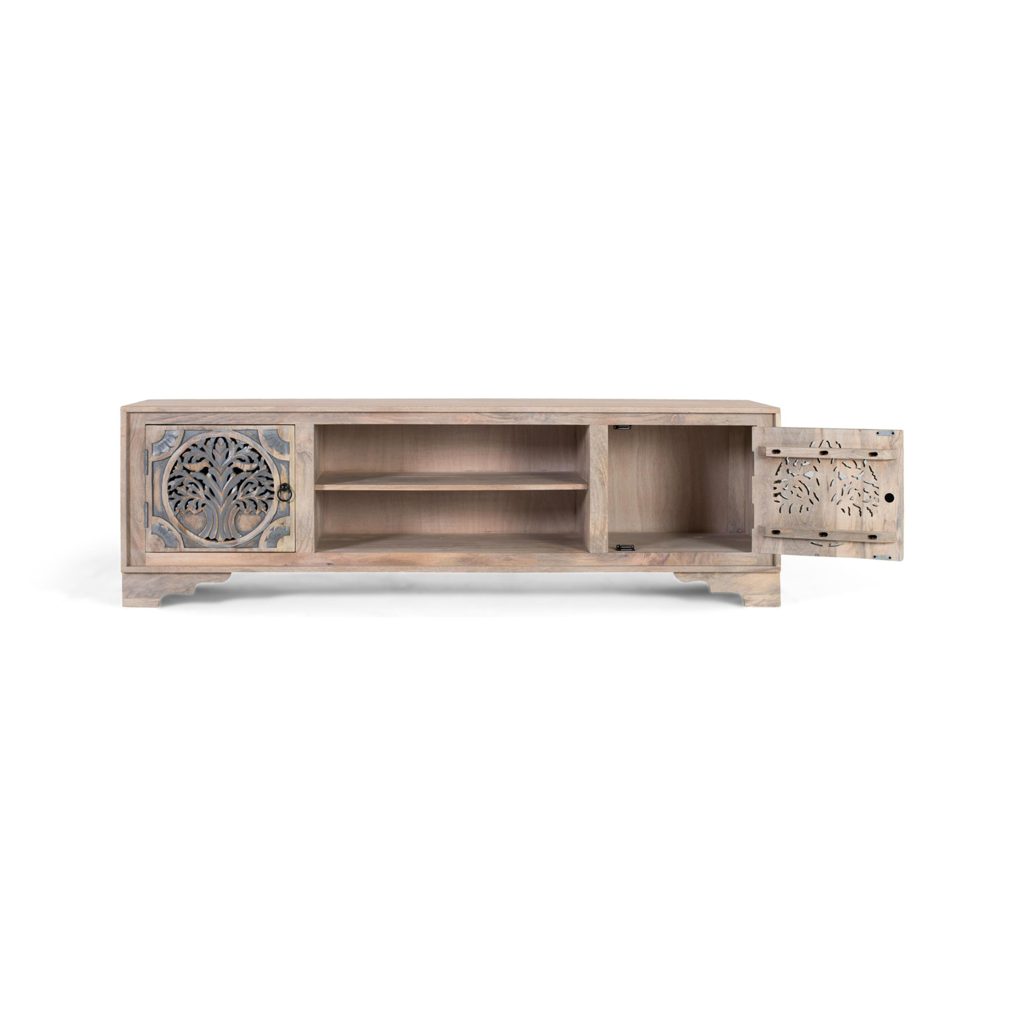Mueble TV de Madera de Mango 180 Cm Estilo Étnico Tallado