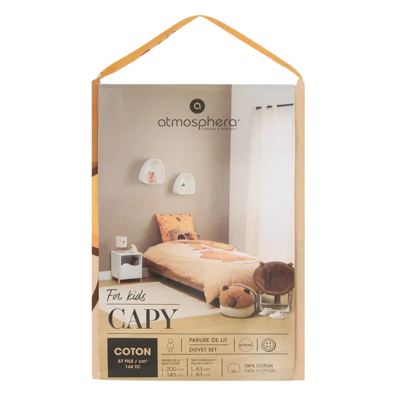 Parure de lit enfant Capy 140x200cm beige