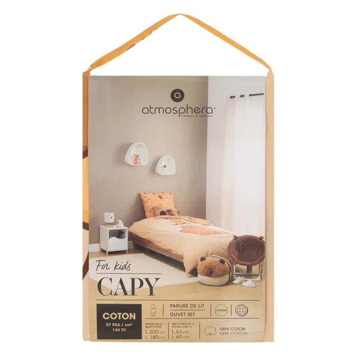 Parure de lit enfant Capy 140x200cm beige