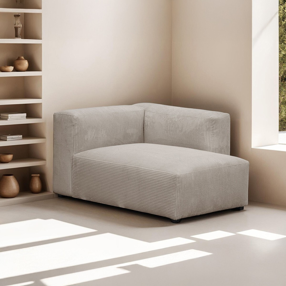 Méridienne d'angle à droite modulable en velours côtelé - MODULO