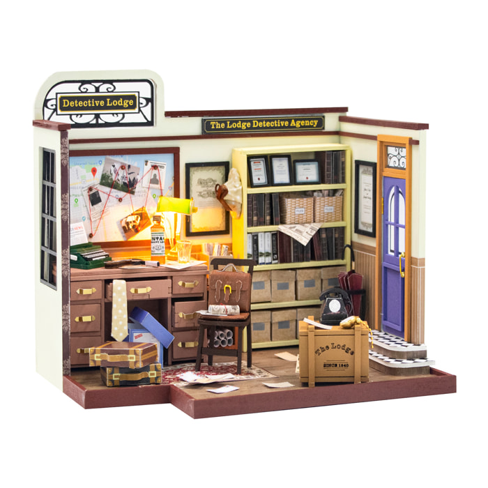 Agencia de detectives. Maqueta 3D realista con gran detalle y luces led.
