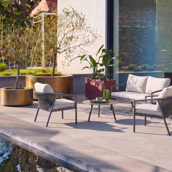 Salon de jardin aluminium et cordes 4 places KORAVA