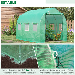 Invernadero de Exterior 3x2x2 m Invernadero de Túnel con 6 Ventanas de Malla y Puerta Invernadero de Huerto para Patio Jardín Verde