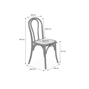 Chaise vintage bois et rotin (lot de 4) BASTILLE