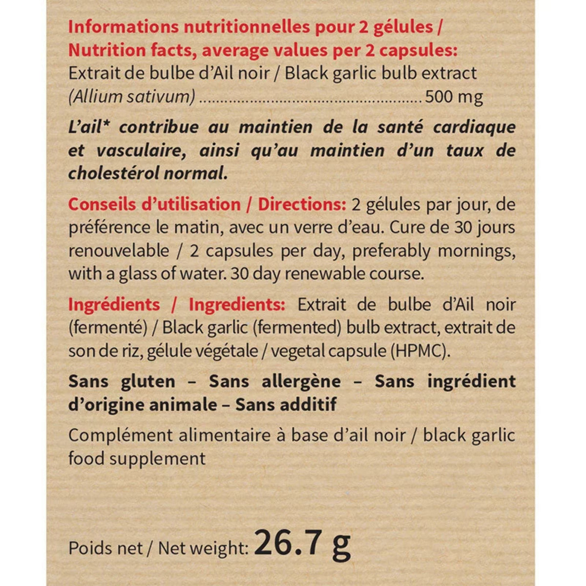 NUTRIEXPERT - Ail Noir Fermenté - Contribue au maintien de la santé cardiaque et vasculaire - Sans gluten - Lot de 2 produits