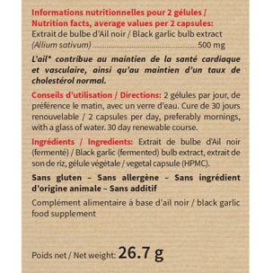 NUTRIEXPERT - Ail Noir Fermenté - Contribue au maintien de la santé cardiaque et vasculaire - Sans gluten - Lot de 2 produits