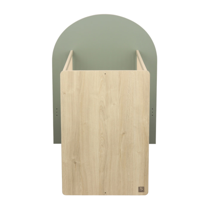 Lit bébé évolutif 120x60 en 90x190 - décor bois chêne sépia forme arche