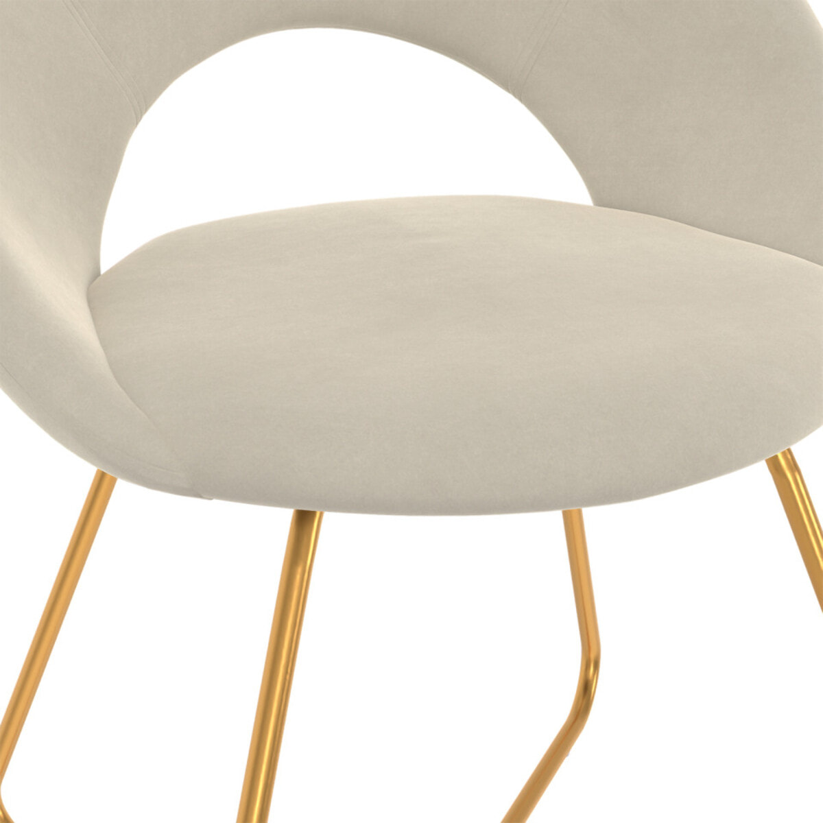Chaises Malone velours crème pieds dorés - lot de 2