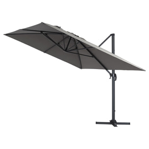 Parasol de jardin déporté en aluminium "Sun 4" - 3 x 4 m - Gris