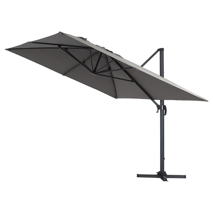 Parasol de jardin déporté en aluminium "Sun 4" - 3 x 4 m - Gris