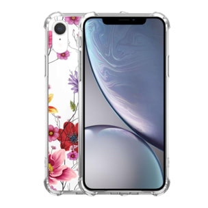 Coque iPhone Xr anti-choc souple angles renforcés transparente Fleurs Multicolores Evetane