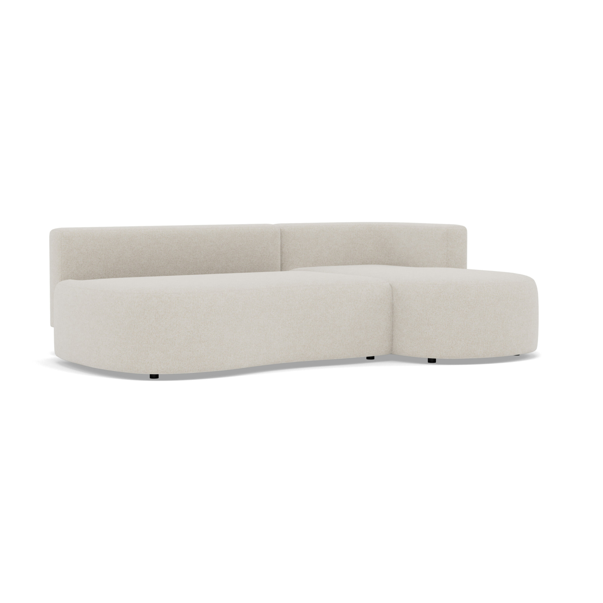 Mahina - canapé d'angle droit 4 places convertible avec coffre en tissu texturé - Beige
