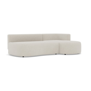 Mahina - canapé d'angle droit 4 places convertible avec coffre en tissu texturé - Beige