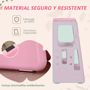 HOMCOM Torre de Aprendizaje para Niños Taburete Infantil con Altura Ajustable en 3 Posiciones y Plataforma Antideslizante para Cocina Comedor Baño 47x47x90 cm Rosa