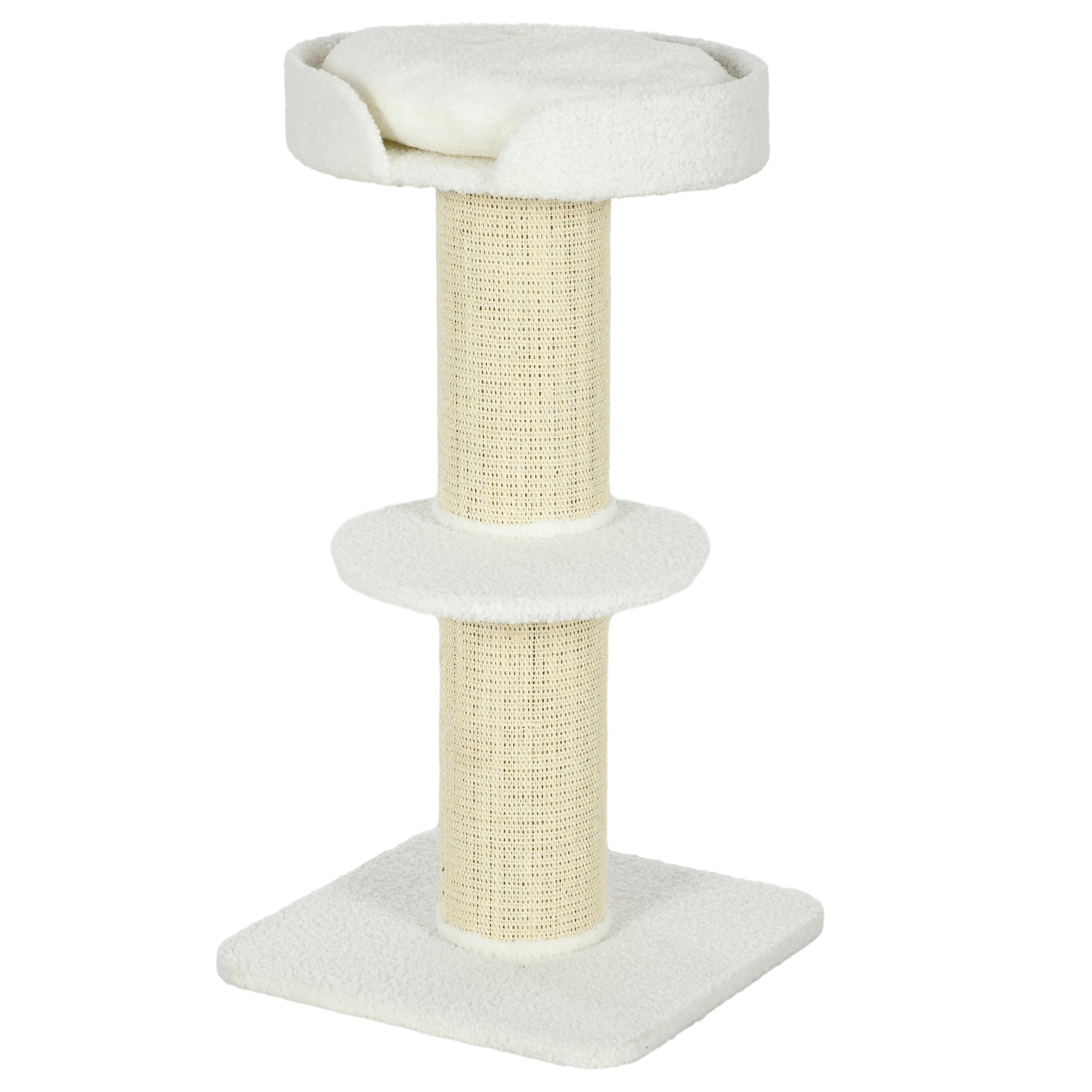 Arbre à chat avec griffoir centre d'activités 2 plateformes coussin crème