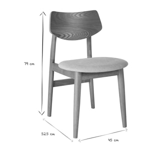 Chaises scandinaves en bois clair et tissu effet velours texturé beige (lot de 2) ELION