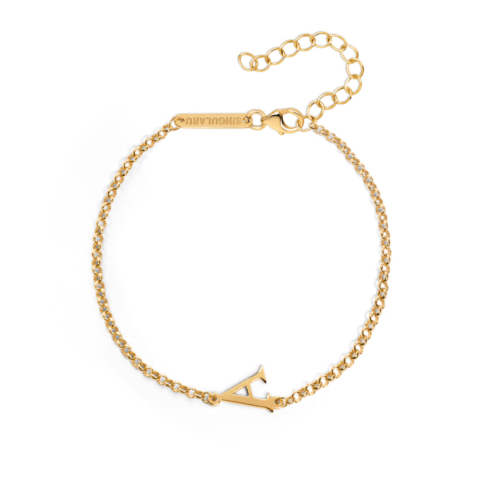 Pulsera Single Letter Plata Baño Oro