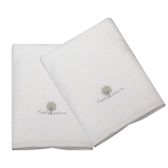 Lot de 2 Serviettes éponge 50X90 cm Coton bio-Ecru