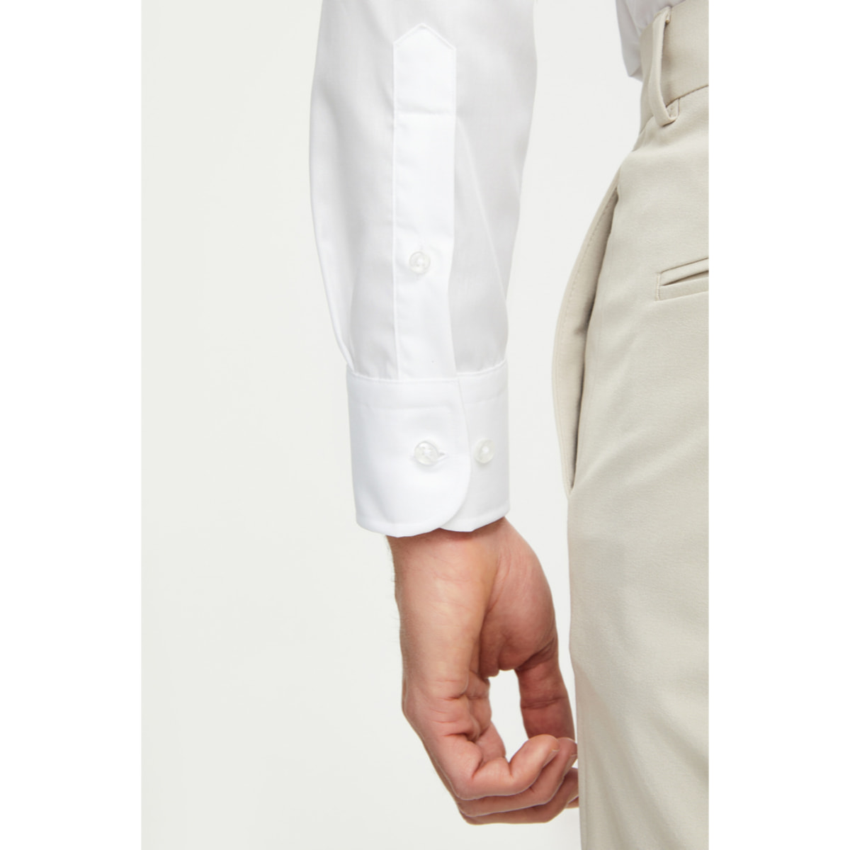 Camicia Uomo 1 Bottone Francese Slim Popeline No Iron Unito Bianco