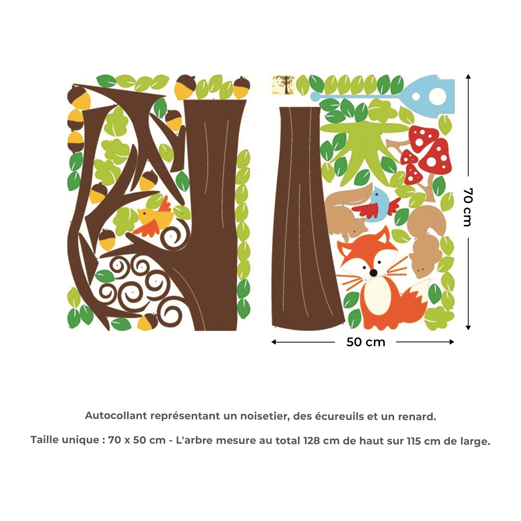 Stickers Muraux décoration adhésifs Arbre et Animaux