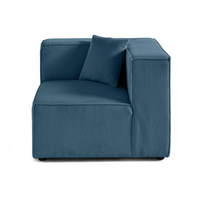 Arty - module d'assise d'angle réversible - en velours côtelé - Bleu