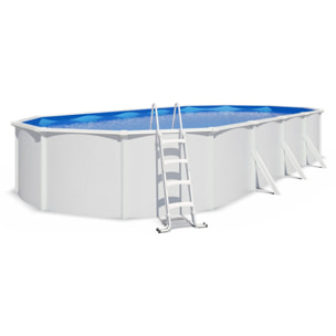 Piscine hors sol acier ovale 9,15 x 4,55 x 1,32 m blanche SAPHIR