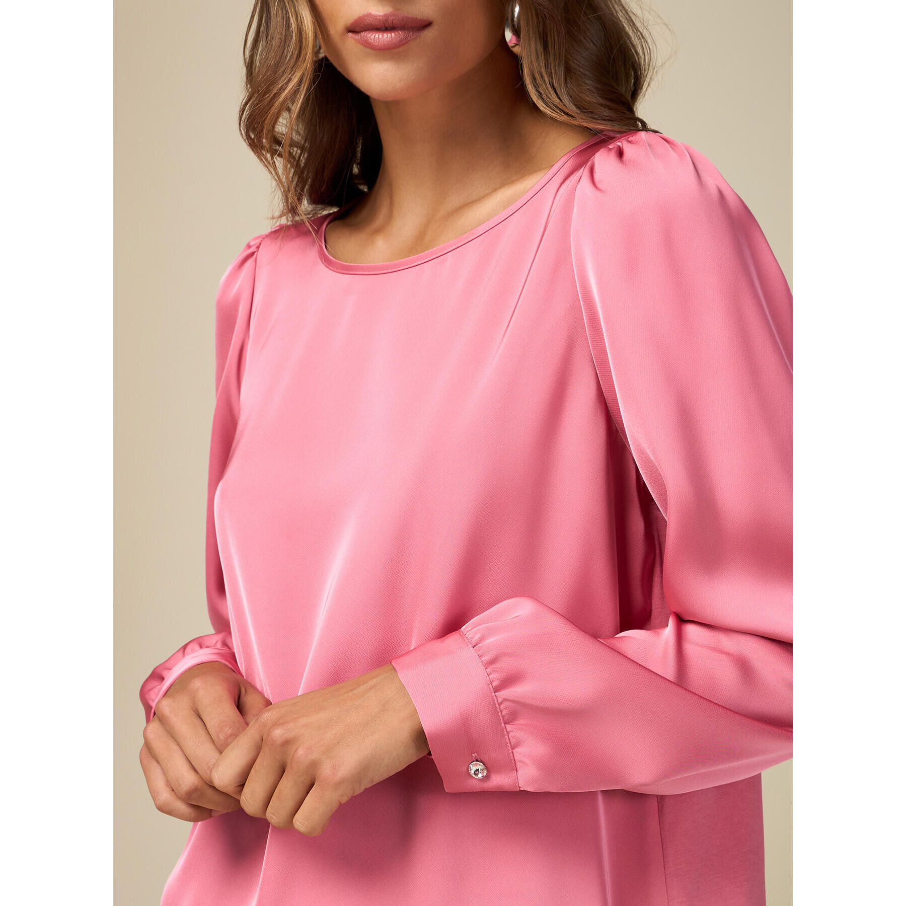 Oltre - Blusa bimaterica maniche lunghe - Rosa