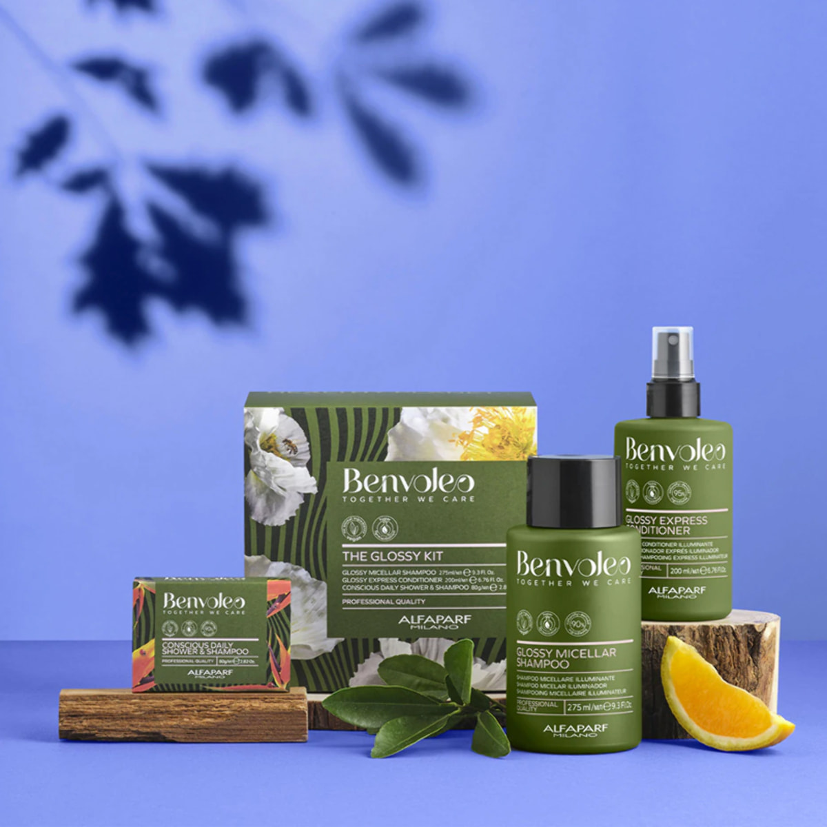ALFAPARF MILANO Set Benvoleo Glossy Shampoo 275ml + Conditioner 200ml + Shower & Shampoo 80gr