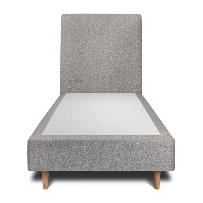Lit avec tête de lit tapissée bouclette et sommier tapissier Ep20