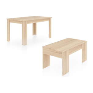 Pack mesa de comedor 140 y mesa de centro Vita Roble Canadian