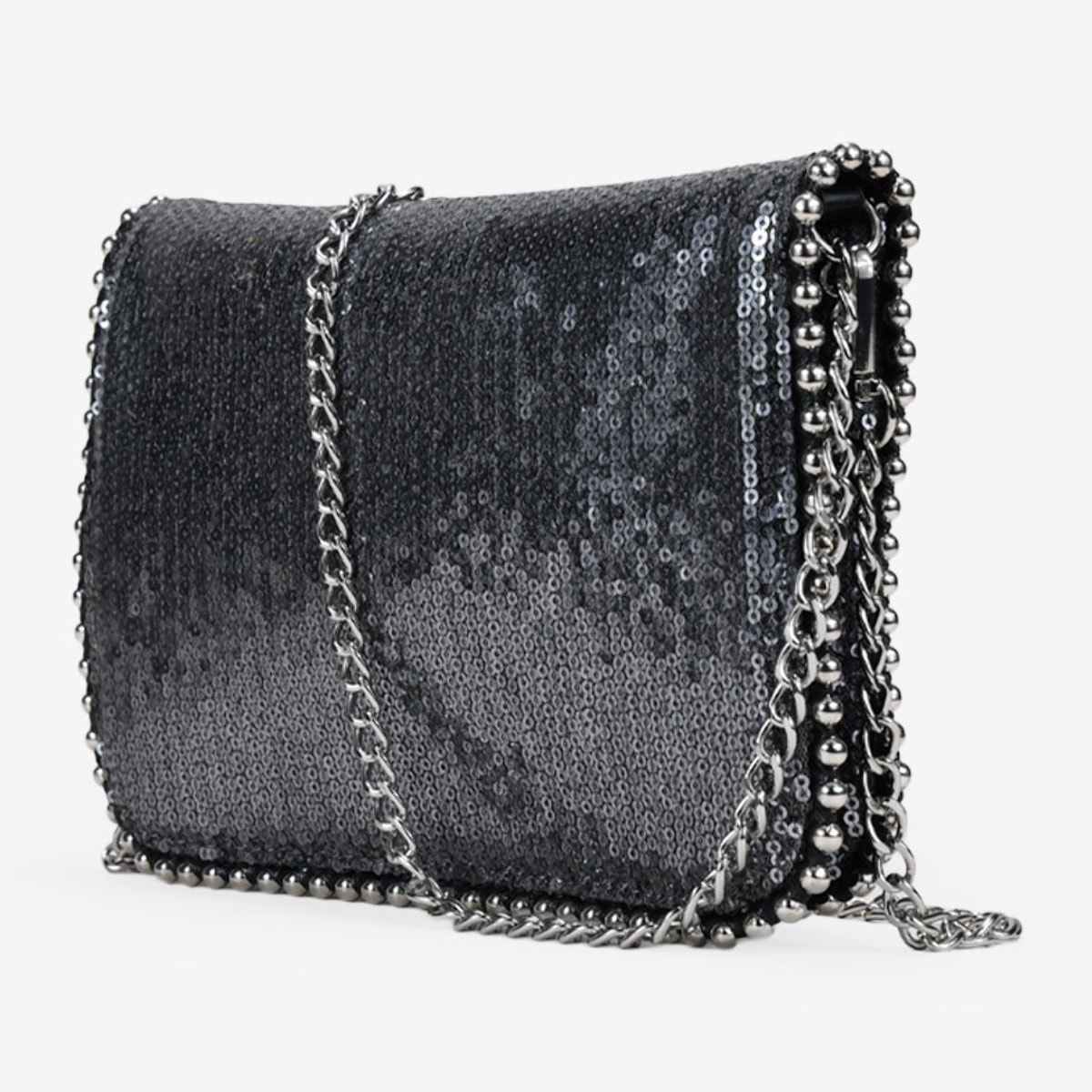 Bolso de hombro plomo con cadena