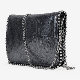Bolso de hombro plomo con cadena