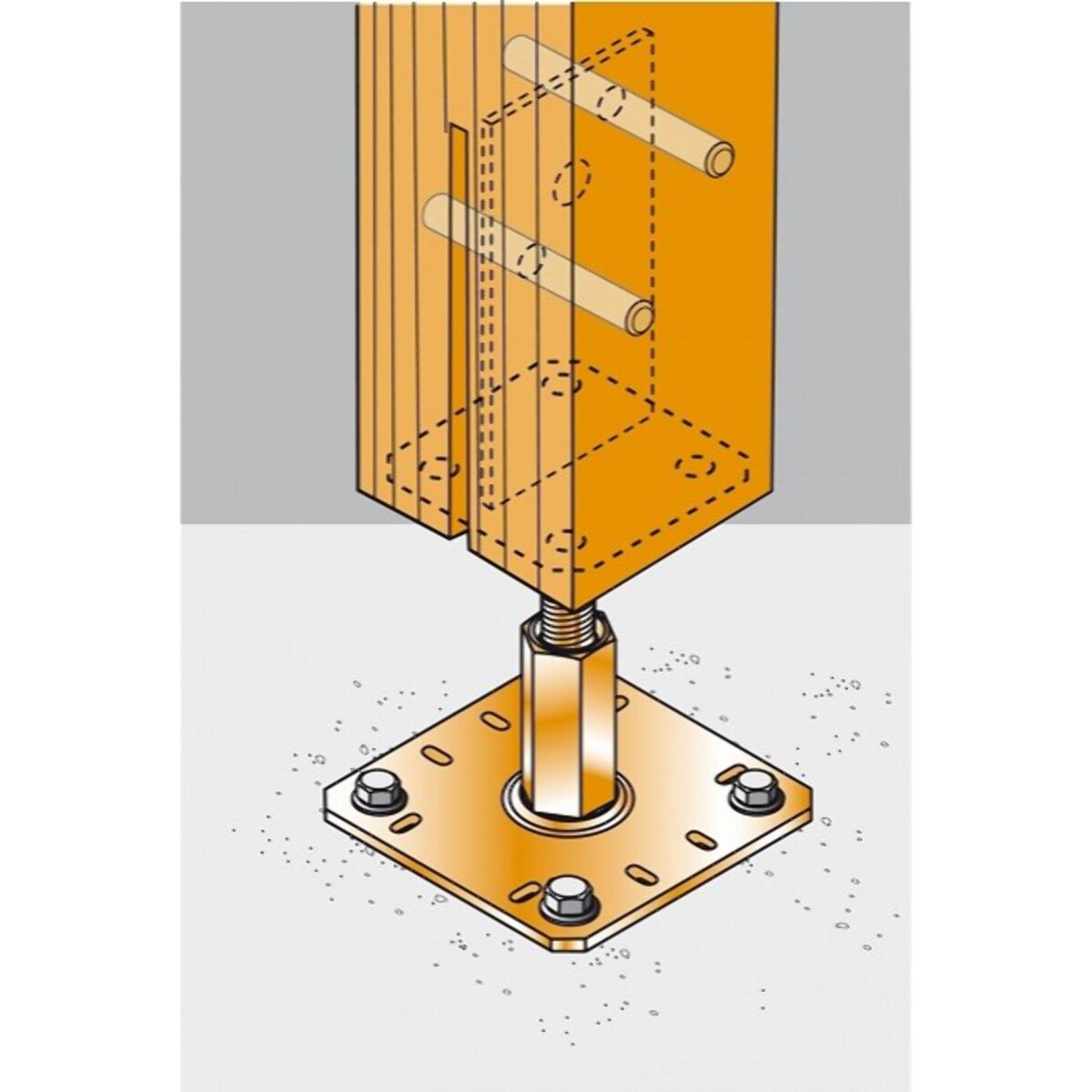 Support de poteau réglable SIMPSON - H.320 x ép.4 mm - PPSR320