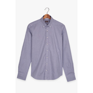 camicia uomo 1 bottone button down slim Cotone Fantasia Blu\Bianco