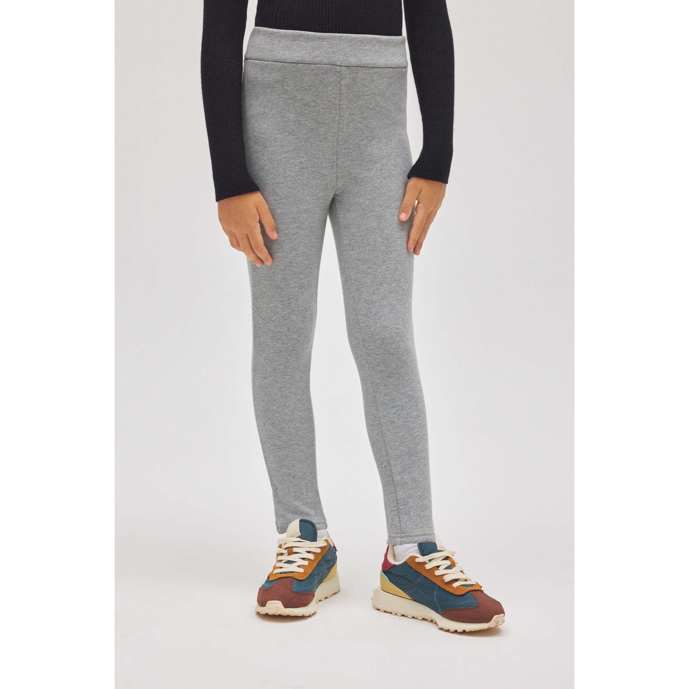 Leggings termici da bambina in pile grigio
