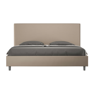 Lit king size coffre rembourré 200x200 similicuir taupe Focus