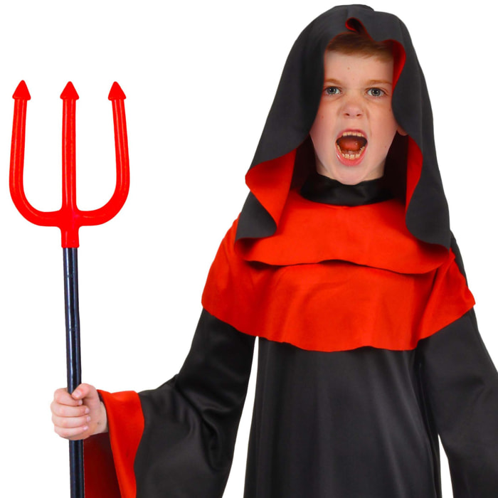 Costume Halloween Adepto Del Diavolo Rosso E Nero Bambino