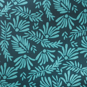 Nappe anti-tache "Meili" feuilles bleu canard D180cm